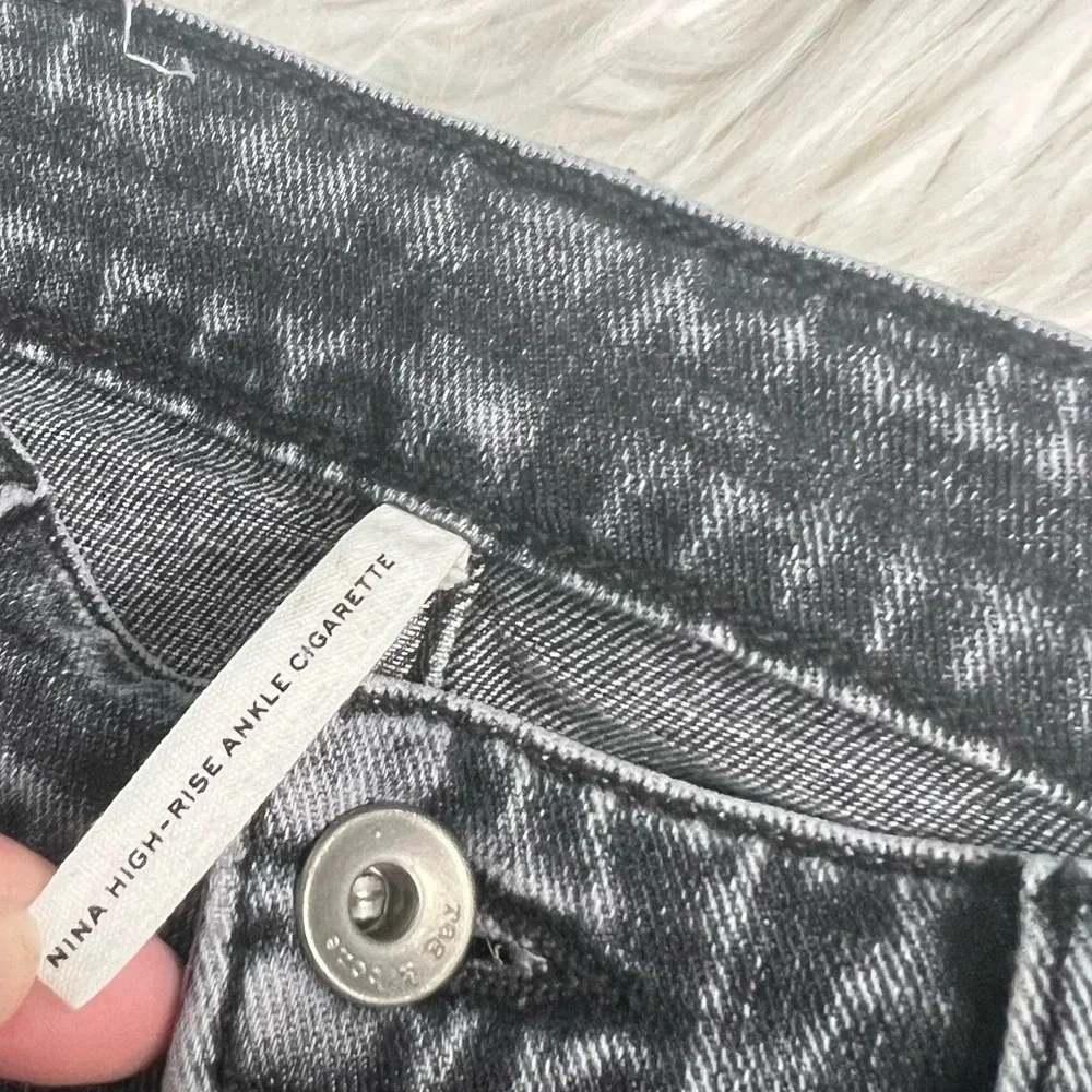 NWOT Rag & Bone Nina High Rise Ankle Cigarette Jean Abbots Grey Black Denim 29